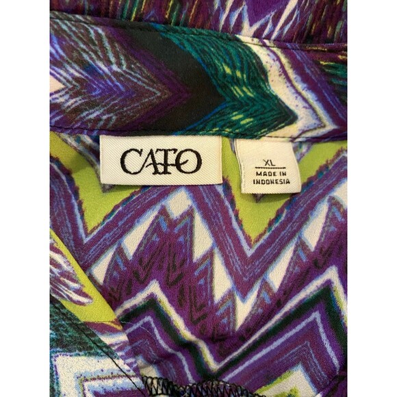 Cato Blouse Plus Size XL purple Green Pattern Flowy High Low Casual Flattering - Picture 10 of 11